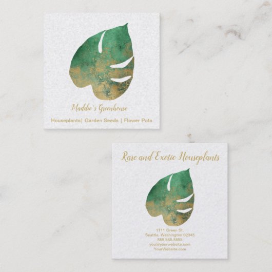 Visitekaartje op het Groen en Gold Leaf Square (Voorkant / Achterkant)