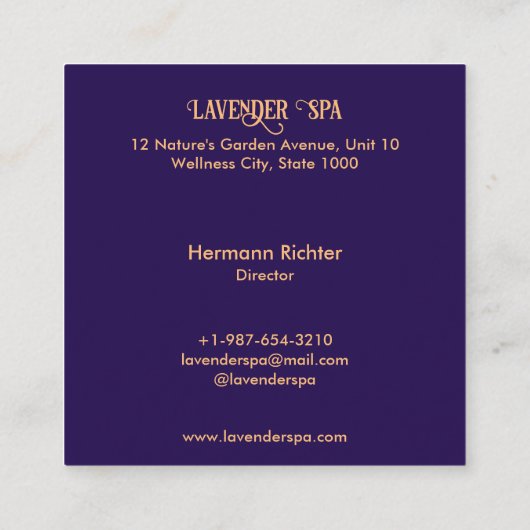 Visitekaartje op het lavender Spa Square (Achterkant)