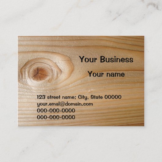 visitekaartje op onafgewerkt hout (Voorkant)
