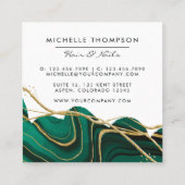 Visitekaartje op vierkant inkepend groen en goudgr (Achterkant)