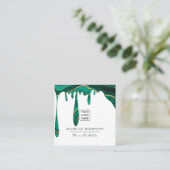 Visitekaartje op vierkant inkepend groen en goudgr (Staand voorkant)