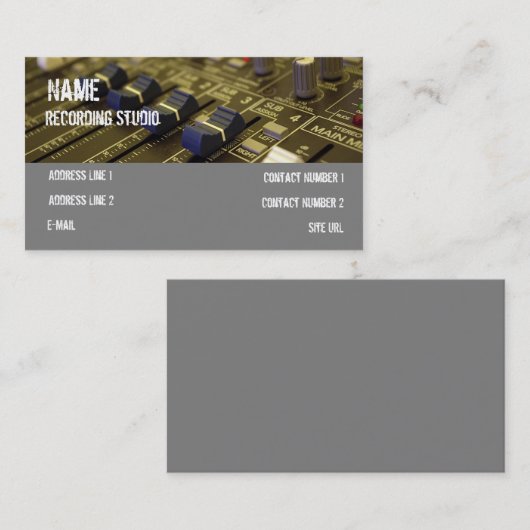 Visitekaartje Opname Studio (Voorkant / Achterkant)