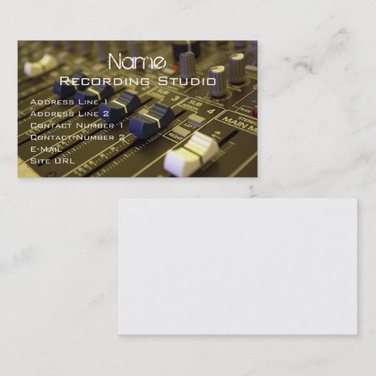 Visitekaartje Opname Studio (Voorkant / Achterkant)