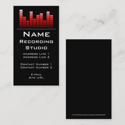 Visitekaartje Opname Studio (Voorkant / Achterkant)
