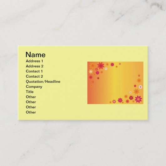 Visitekaartje Oranje bloemen (Voorkant)