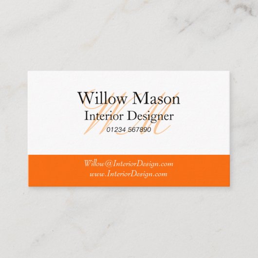 Visitekaartje Oranje en wit monogram (Voorkant)
