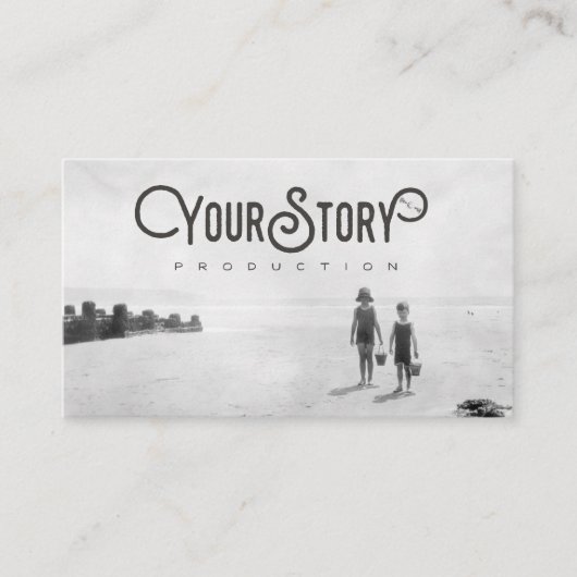 Visitekaartje | Oude Kinderen op strand foto (Voorkant)