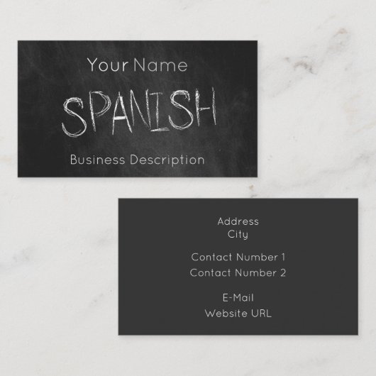 Visitekaartje over het schoolvak (Voorkant / Achterkant)