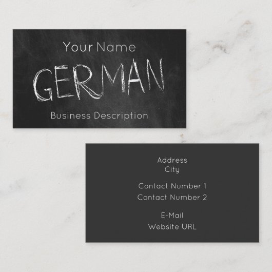 Visitekaartje over het schoolvak (Voorkant / Achterkant)