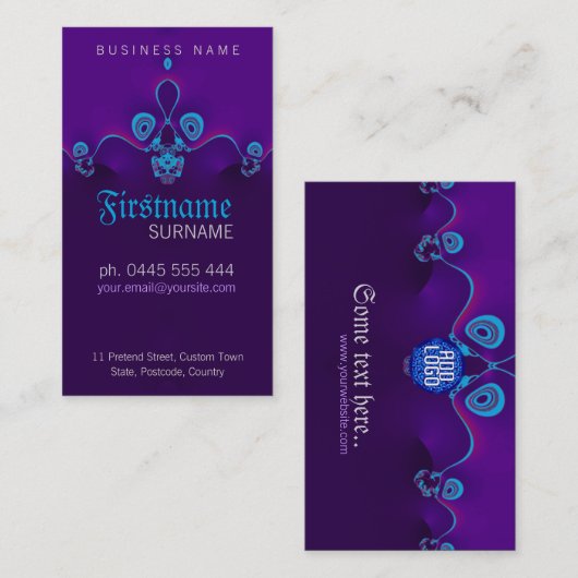 Visitekaartje Paarse cirkelgolven (Voorkant / Achterkant)