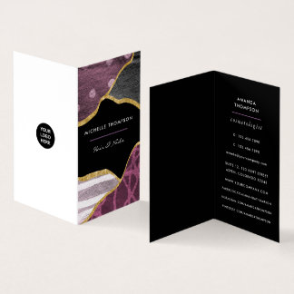 Visitekaartje Paarse en Gold Linen Fabric