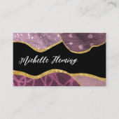 Visitekaartje Paarse en Gold Linen Fabric Square (Voorkant)