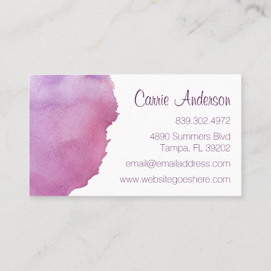 Visitekaartje Paarse gradiënt Waterverf (Achterkant)