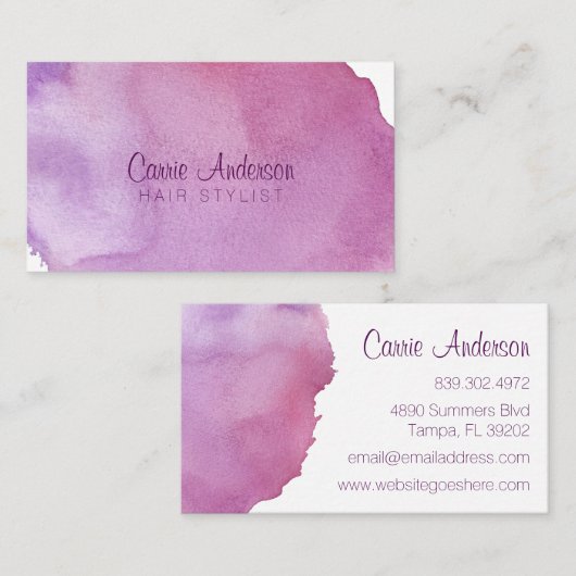 Visitekaartje Paarse gradiënt Waterverf (Voorkant / Achterkant)