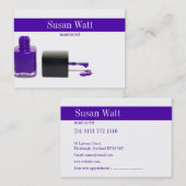 Visitekaartje Paarse Nail-technicus Afsprakenkaartje (Voorkant / Achterkant)