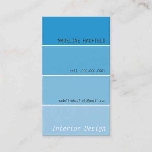 VISITEKAARTJE Paint Chip Swatch Aqua Blue (Voorkant)