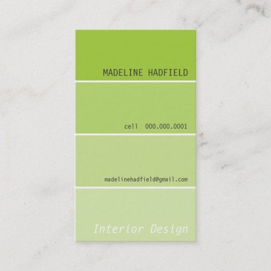 VISITEKAARTJE Paint Chip Swatch Lime Green (Voorkant)