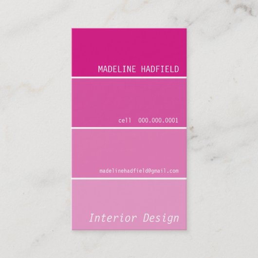 VISITEKAARTJE Paint Chip Swatch Magenta Pink (Voorkant)