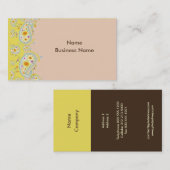 Visitekaartje, paisley bleek roze en bleek geel visitekaartje (Voorkant / Achterkant)