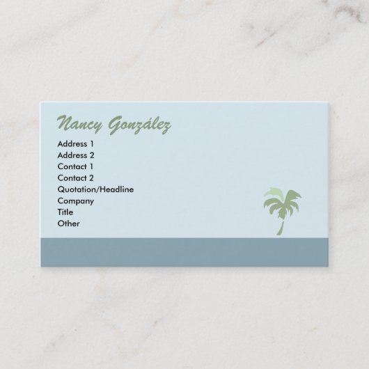 Visitekaartje palmbomen - blauw (Voorkant)