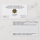 Visitekaartje Parole Agent (Voorkant / Achterkant)