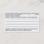 Visitekaartje Parole Agent (Achterkant)