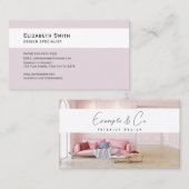 Visitekaartje, pastel roze interieur decorator visitekaartje (Voorkant / Achterkant)
