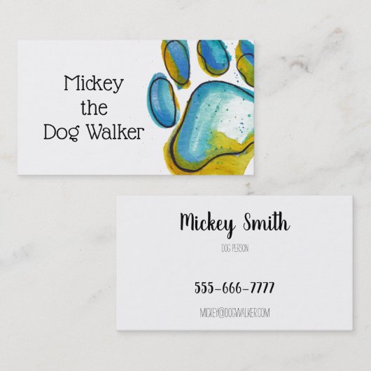 Visitekaartje Paw Print (Voorkant / Achterkant)