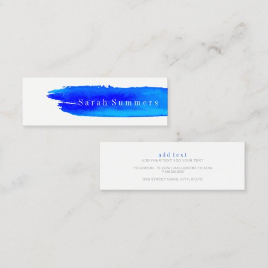 visitekaartje - Penseelblauw Waterverf (Voorkant / Achterkant)