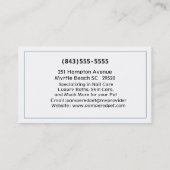 Visitekaartje Pet Groomer/Vet/Sitters (Achterkant)