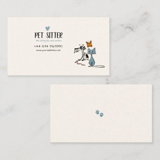 Visitekaartje Pet Sitter (Voorkant / Achterkant)
