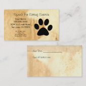 Visitekaartje Pet Sitting Service Afsprakenkaartje (Voorkant / Achterkant)