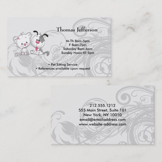 Visitekaartje Pet Sitting Service Klantenkaartje (Voorkant / Achterkant)