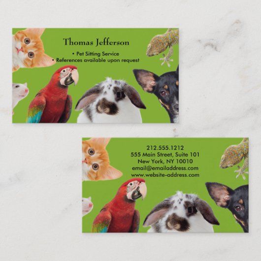 Visitekaartje Pet Sitting Service Klantenkaartje (Voorkant / Achterkant)