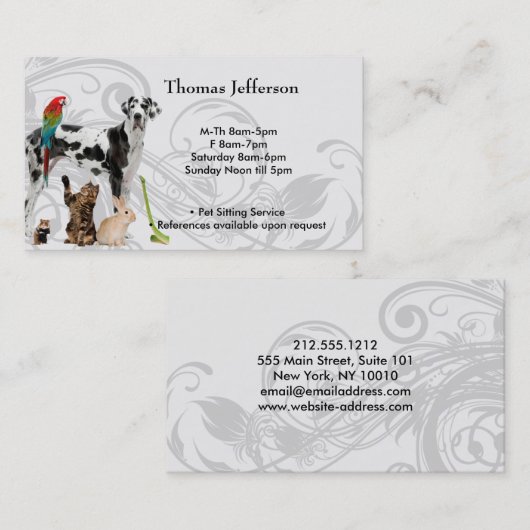 Visitekaartje Pet Sitting Service Klantenkaartje (Voorkant / Achterkant)