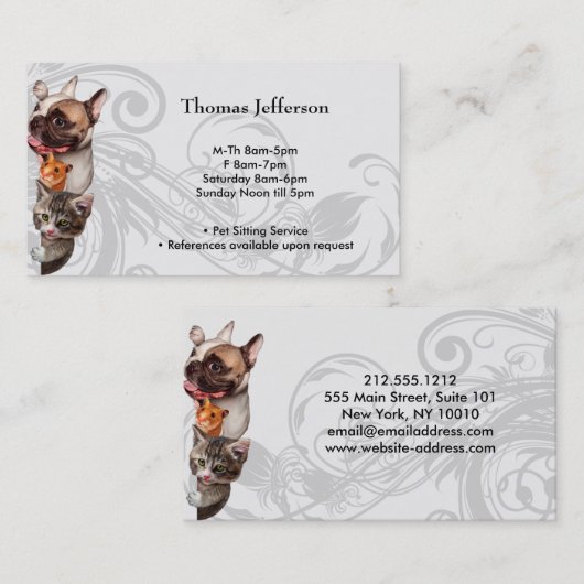 Visitekaartje Pet Sitting Service Klantenkaartje (Voorkant / Achterkant)