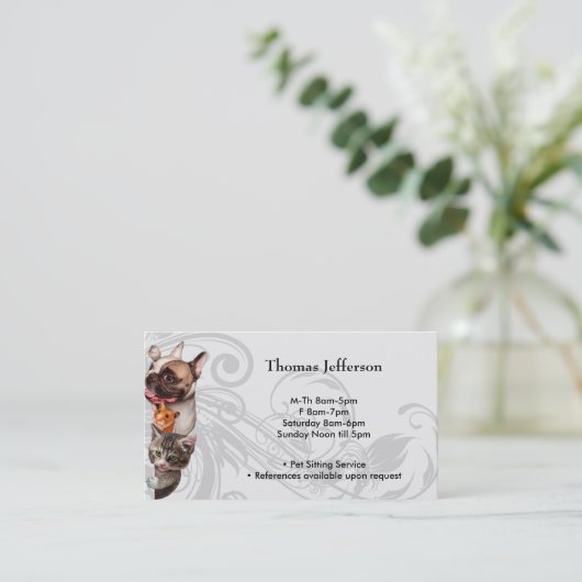 Visitekaartje Pet Sitting Service Klantenkaartje (Staand voorkant)