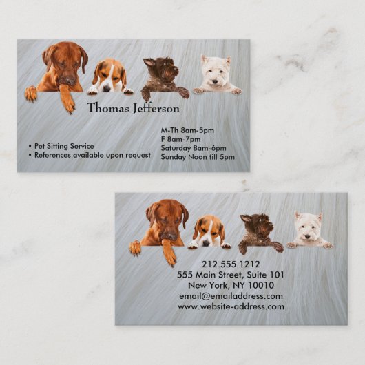 Visitekaartje Pet Sitting Service Klantenkaartje (Voorkant / Achterkant)