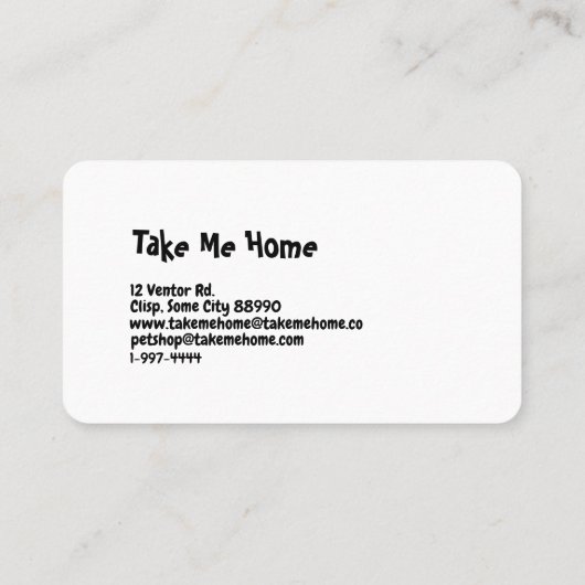 Visitekaartje Pet Store (Achterkant)