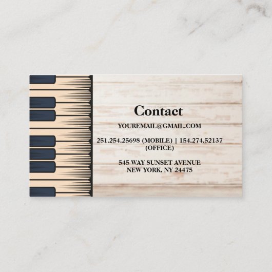 Visitekaartje piano-docent (Achterkant)