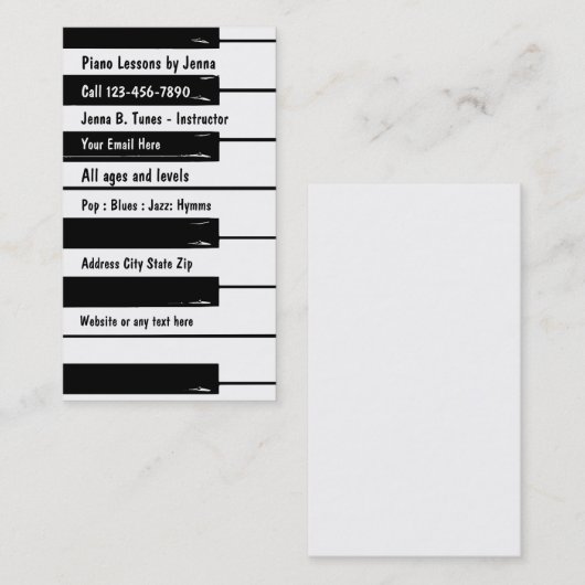Visitekaartje Piano Lessons (Voorkant / Achterkant)