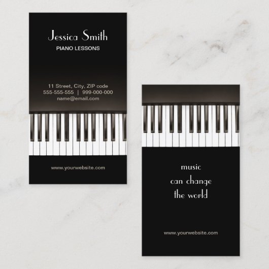 Visitekaartje Piano Music Lessons (Voorkant / Achterkant)