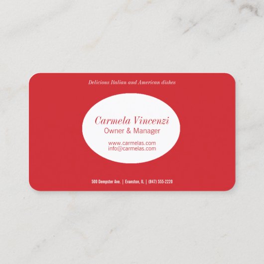 visitekaartje pizza restaurant (Achterkant)