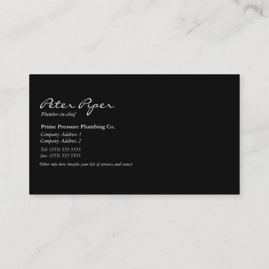 Visitekaartje Plumber Plumbing Service (Achterkant)