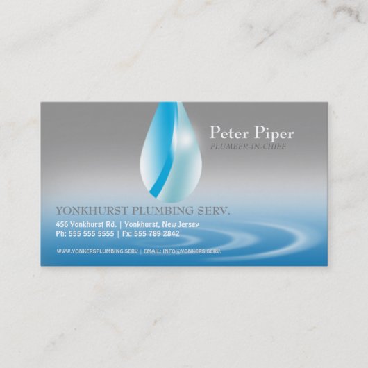 Visitekaartje Plumber Plumbing Service Droplets (Voorkant)