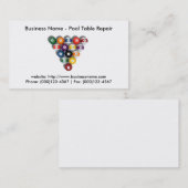 Visitekaartje: pooltafel reparatie visitekaartje (Voorkant / Achterkant)