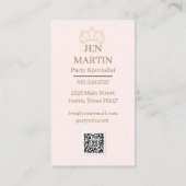 Visitekaartje Princess Party (Achterkant)