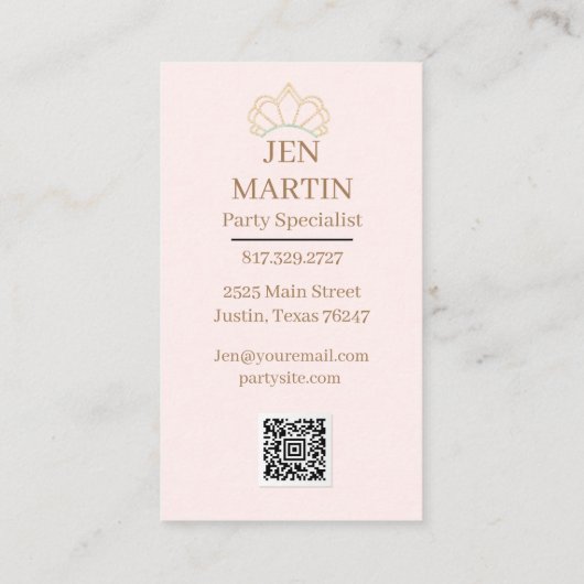 Visitekaartje Princess Party (Achterkant)