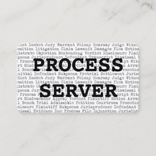 Visitekaartje Processerver juridische woorden (Voorkant)
