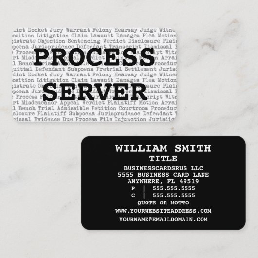 Visitekaartje Processerver juridische woorden (Voorkant / Achterkant)